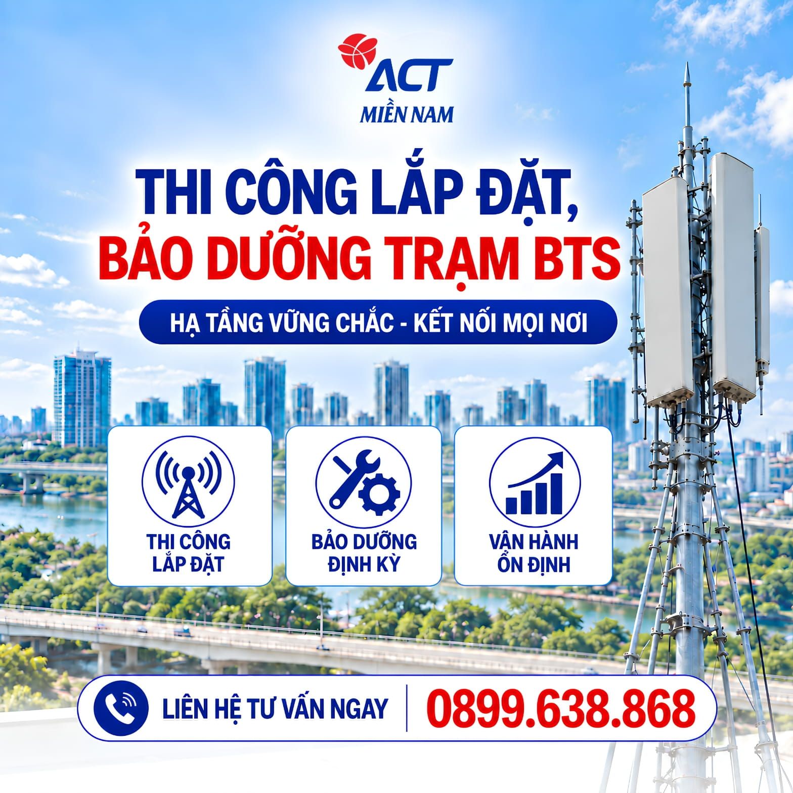 Thi công lắp đặt, bảo dưỡng trạm BTS 1 Thi công lắp đặt, bảo dưỡng trạm BTS