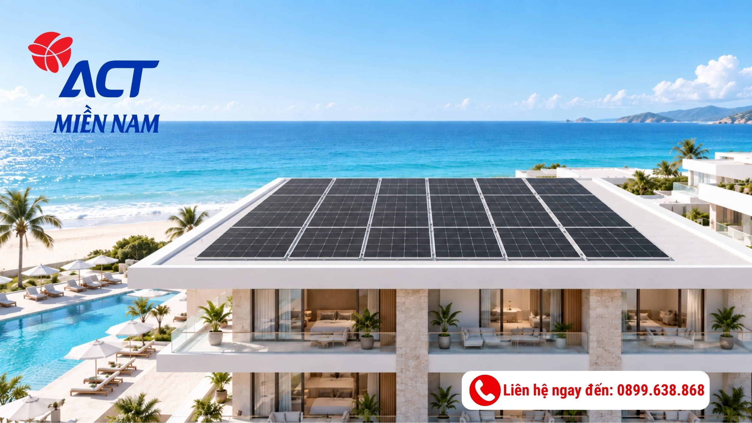 ACT Miền Nam đơn vị thi công lắp đặt điện mặt trời trọn gói cho Resort ven biển