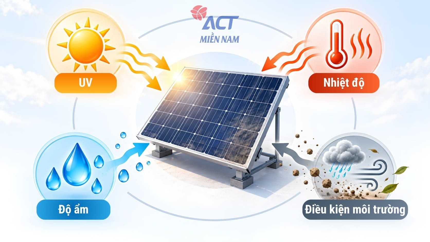 Tia UV ảnh hưởng đến tấm pin năng lượng mặt trời như thế nào? 4 Các yếu tố môi trường ảnh hưởng độ bền tấm pin năng lượng mặt trời