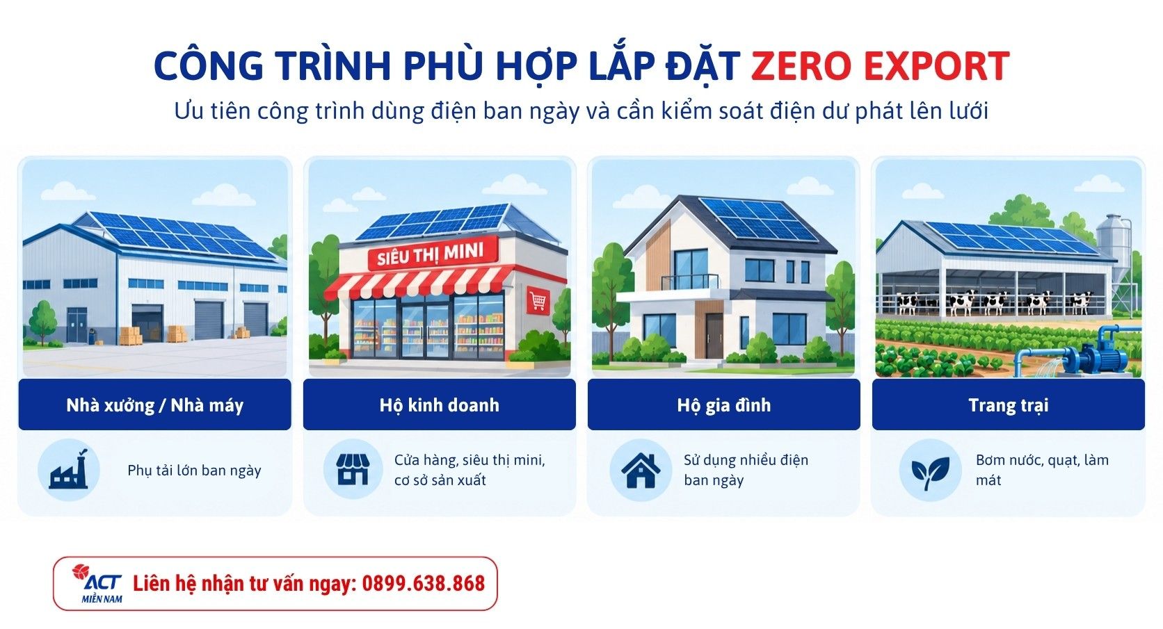 Các công trình phù hợp với Giải pháp Zero Export
